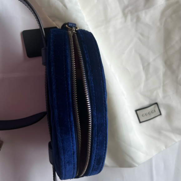 BRAND NEW Gucci GG Marmont Belt Bag Matelasse Cobalt Blue Velvet with Dustbag - Picture 6 of 13